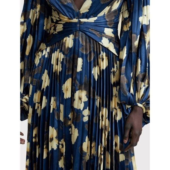 acler palms pleated midi dress floral posy print AU10/US6 - Picture 13 of 13